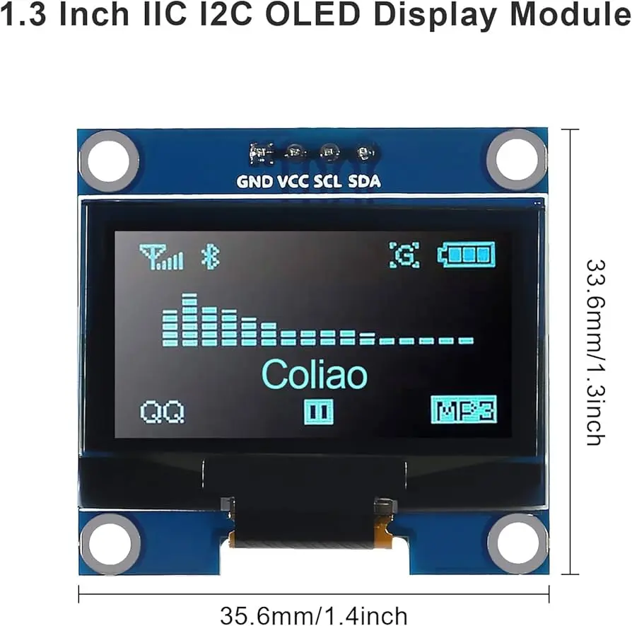 Picture of 1.3 Inch I2C OLED Display Module 128x64 for Arduino, ESP32 & Microcontrollers(Blue)