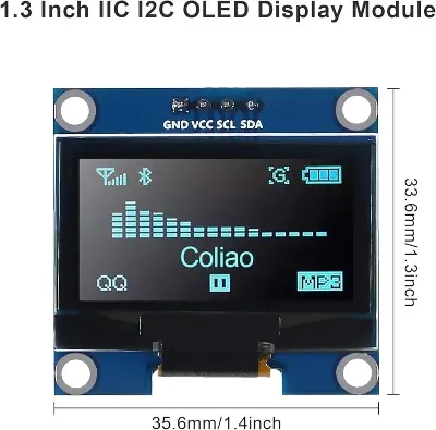 Picture of 1.3 Inch I2C OLED Display Module 128x64 for Arduino, ESP32 & Microcontrollers(Blue)