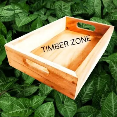 Picture of Wooden Rectangular Serving Tray, Wood Plate, Tea/Drink Platter, Dinner Serving Tray, Snack Tray ( Without Color ) - Multicolor