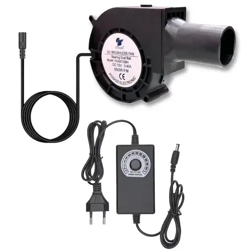 Picture of YD9733HBL 9733 DC 12V 2.94A 7000RPM High-Speed Blower Fan | Dual Ball Bearing Brushless Cooling Fan For BBQ Stove, Kalan & Oil Stove Use | Portable Cooking Blower Machine(Black)