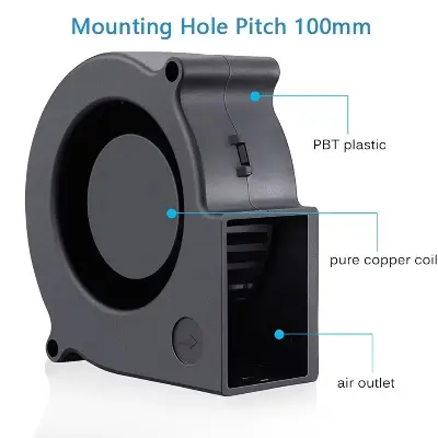 Picture of YD9733HBL 9733 DC 12V 2.94A 7000RPM High-Speed Blower Fan | Dual Ball Bearing Brushless Cooling Fan For BBQ Stove, Kalan & Oil Stove Use | Portable Cooking Blower Machine(Black)