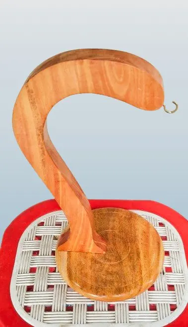 Picture of Counter-top Italian Wood Banana Hanger Holder Stand Stainless Steel Hook Kitchen Utensil Home Accessories - Multicolor