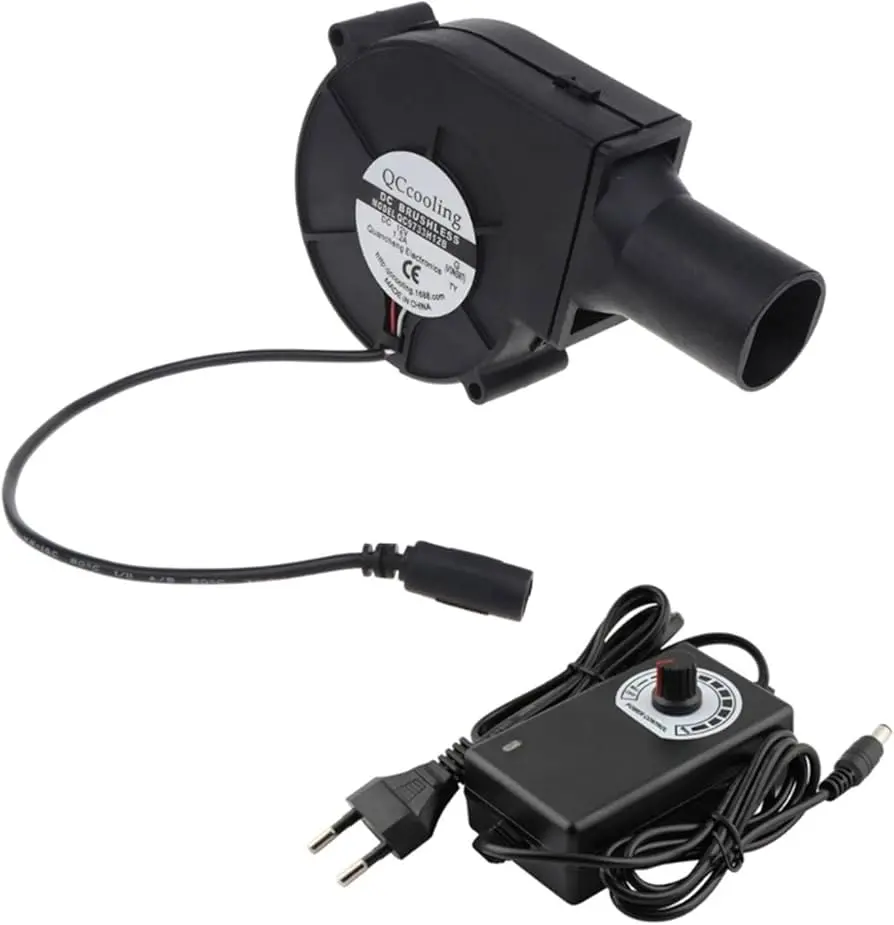 Picture of YD9733HBL 9733 DC 12V 2.94A 7000RPM High-Speed Blower Fan | Dual Ball Bearing Brushless Cooling Fan For BBQ Stove, Kalan & Oil Stove Use | Portable Cooking Blower Machine(Black)