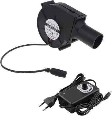 Picture of YD9733HBL 9733 DC 12V 2.94A 7000RPM High-Speed Blower Fan | Dual Ball Bearing Brushless Cooling Fan For BBQ Stove, Kalan & Oil Stove Use | Portable Cooking Blower Machine(Black)