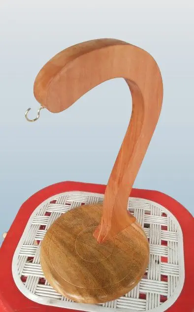 Picture of Counter-top Italian Wood Banana Hanger Holder Stand Stainless Steel Hook Kitchen Utensil Home Accessories - Multicolor