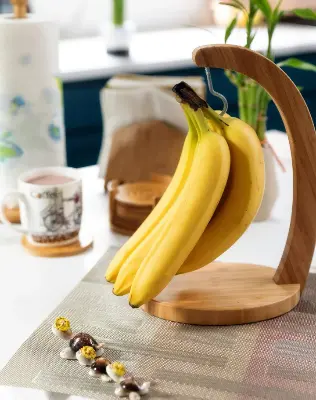 Picture of Daily Uses Wooden Banana Stand Holder for Hotel Office and Home - Multicolor