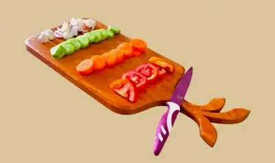 Picture of Custom Size Leaf Style Wooden Chopping Board ( With Polish ) - Multicolor