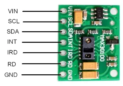 Picture of MAX30100 Heart Rate & SpO2 Pulse Oximeter Sensor Module for Arduino & ESP32(Green)