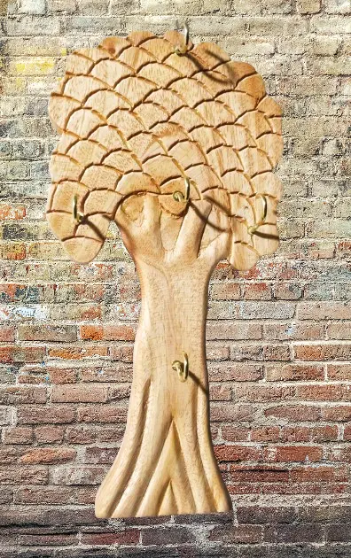 Picture of Wooden Wall Hanging Key Holder with Polish - Multicolor