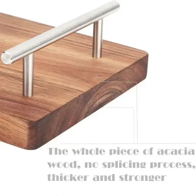 Picture of Wooden food serving tray with handle ( 16 inch *8 inch ) - Multicolor