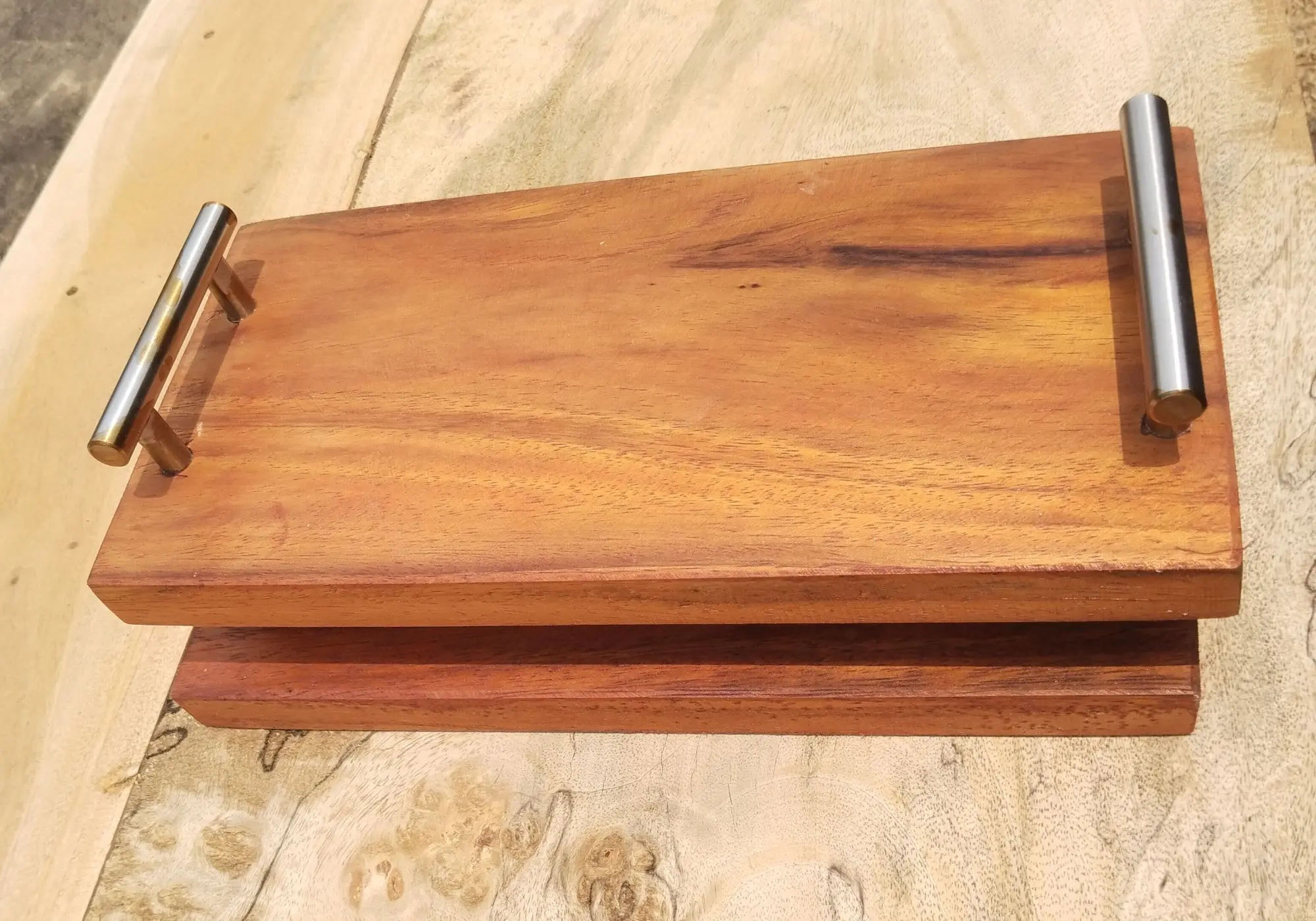 Picture of 12 Inch Long High Quality Wooden Serving Tray with Small Handle 1pcs - Multicolor