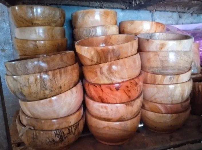 Picture of 1 PCS Small Size 4 inch  Wooden Dish Salt Vinegar Sauce Flavor Spices bowl Dinner Breakfast Bowl  Condiment Cup Kitchen Utensils Anti-Fall Seasoning Dish - Multicolor