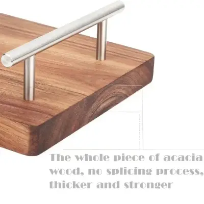 Picture of Wood Serving Tray with Handles Decorative Serving Trays Platter for Breakfast Appetizers BBQ, Coffee Table Party - Multicolor