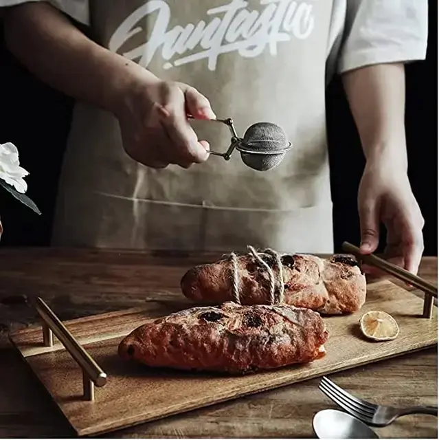 Picture of Wood Serving Tray with Handles Decorative Serving Trays Platter for Breakfast Appetizers BBQ, Coffee Table Party - Multicolor