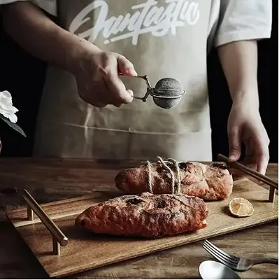 Picture of Wood Serving Tray with Handles Decorative Serving Trays Platter for Breakfast Appetizers BBQ, Coffee Table Party - Multicolor