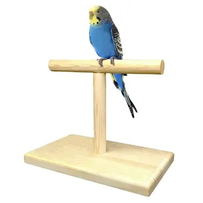 Picture of wooden pet bird stand T stand perch 1 pcs - Multicolor