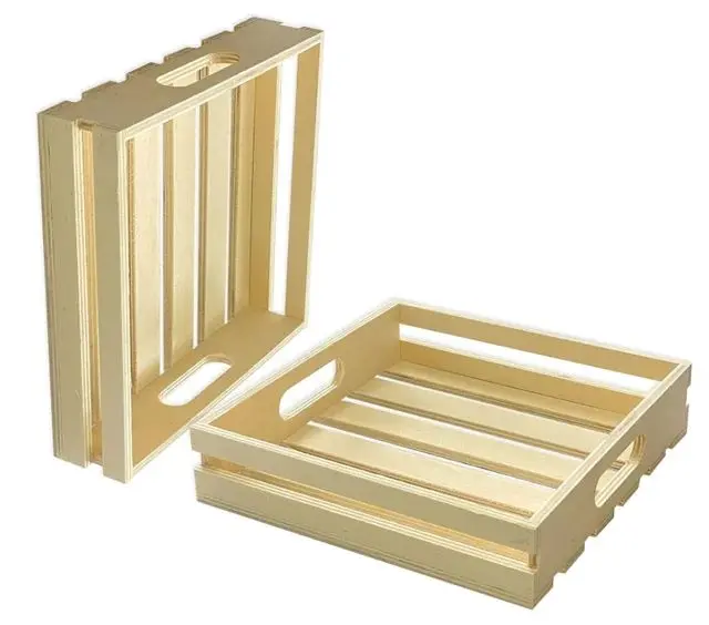 Picture of square Wooden Pallet Crates Unfinished Wood Trays Storage for DIY Crafts - Multicolor