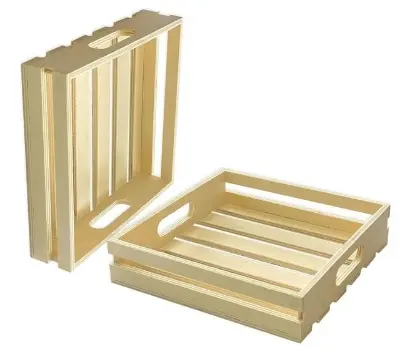 Picture of square Wooden Pallet Crates Unfinished Wood Trays Storage for DIY Crafts - Multicolor