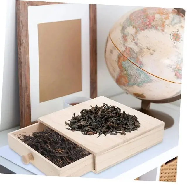 Picture of wooden Box Gift Jewelry storage Drawer Case Wood Tea Organizer Container Wood Jewelry Box Antique Decor - Multicolor