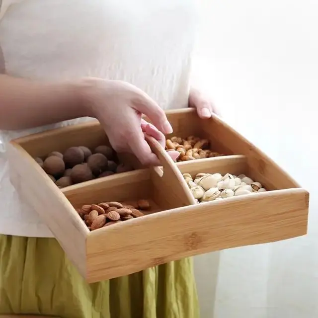 Picture of 2,3,4,5,6 multi compartment reusable small fancy dried fruit snack nuts candy box bulk food storage carrying container organizer - Multicolor