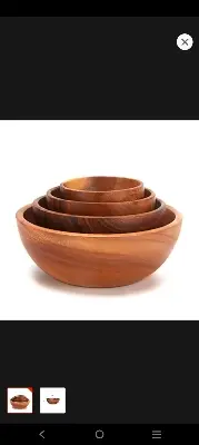 Picture of 5 inch Handmade Durable Children Tableware Natural Eco Friendly wooden Baby Bowl - Multicolor