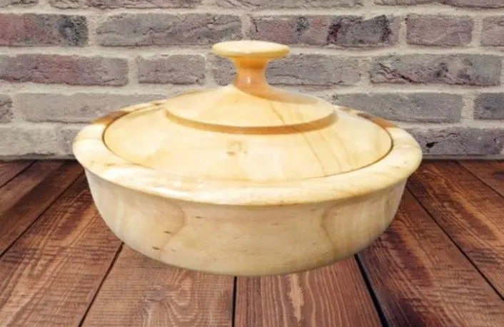 Picture of 1 pcs Classic Style Mehguni wood bowl kitchen storage bowl dry food containers dinner dishes vintage salad rice style tableware noodles bowl with lid - Multicolor