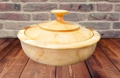 Picture of 1 pcs Classic Style Mehguni wood bowl kitchen storage bowl dry food containers dinner dishes vintage salad rice style tableware noodles bowl with lid - Multicolor