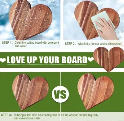 Picture of Heart Shaped Wood Cutting Board Wooden - Multicolor