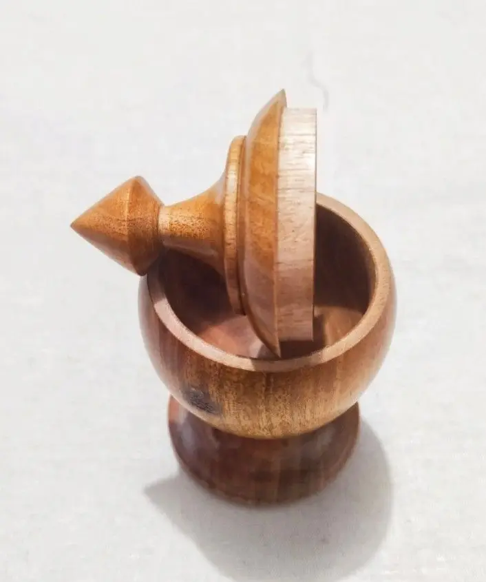 Picture of WOODEN VERMILION CONTAINER ,WOODEN SHOWPIECE ,SIDUR RAKHA ER PATRO wooden surma dani - Multicolor