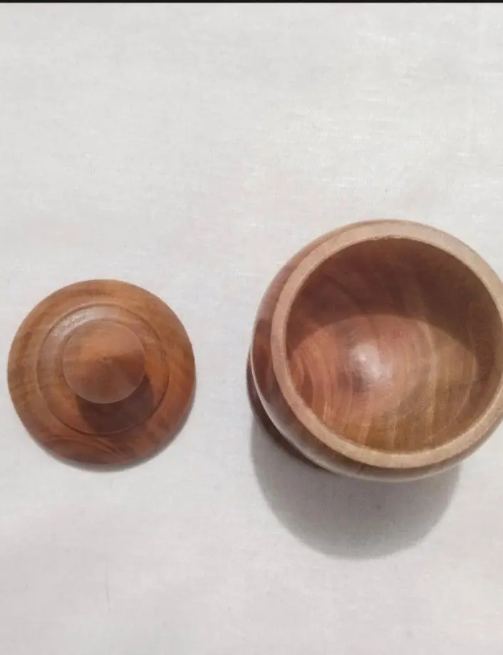 Picture of WOODEN VERMILION CONTAINER ,WOODEN SHOWPIECE ,SIDUR RAKHA ER PATRO wooden surma dani - Multicolor