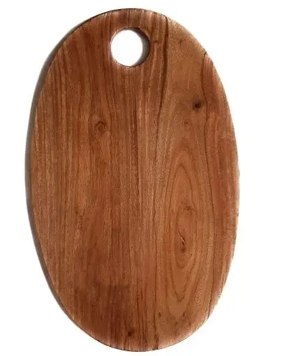 Picture of Unique acacia wood cutting board with easy hand grip hole for meat bread cheese nut fruit butcher block wooden cheese board - Multicolor