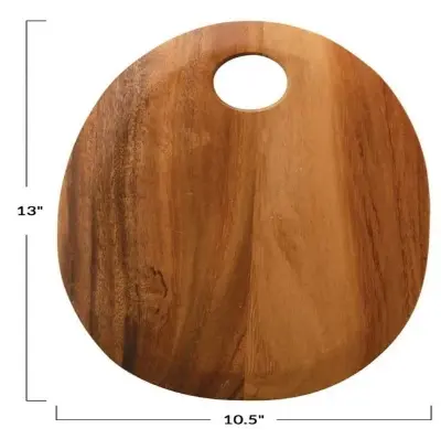 Picture of Unique acacia wood cutting board with easy hand grip hole for meat bread cheese nut fruit butcher block wooden cheese board - Multicolor