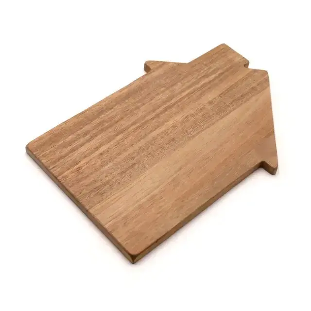 Picture of New Designed Custom Acacia Wood Chopping Blocks Serving Cheese Board House Shape Wooden Cutting Board - Multicolor
