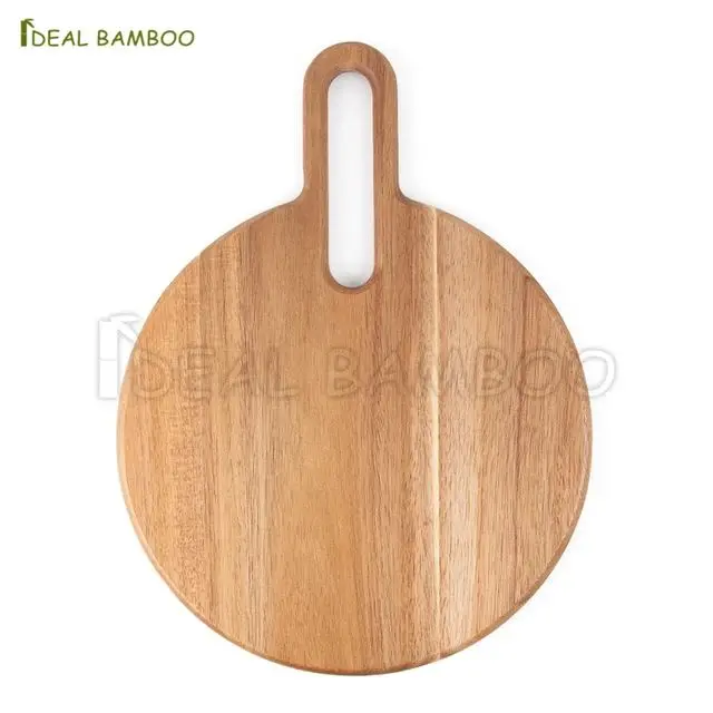 Picture of High Quality Round Acacia Wooden Cheese Board Wood Cutting Board Wood Charcuterie Board with Handle - Multicolor