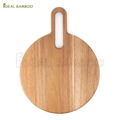 Picture of High Quality Round Acacia Wooden Cheese Board Wood Cutting Board Wood Charcuterie Board with Handle - Multicolor