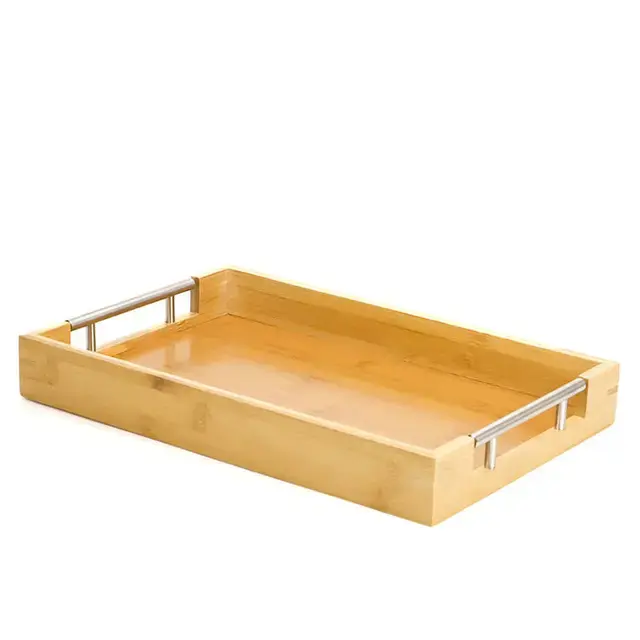 Picture of European Wooden Square Shaped Serving Tray for Restaurand Office and Home - White