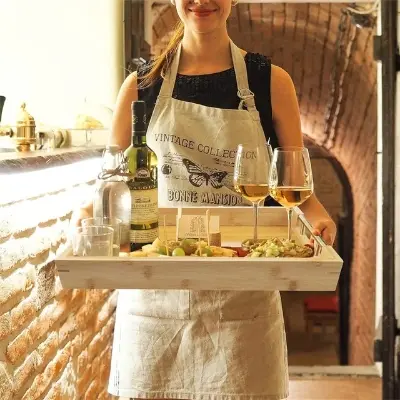 Picture of European Wooden Square Shaped Serving Tray for Restaurand Office and Home - White