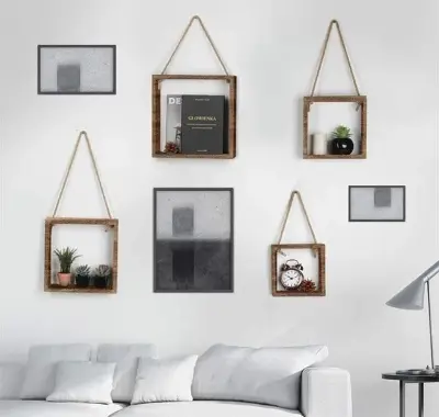 Picture of Home Living room decorative shadow Floating Display set top box wall cube shelf wall boxes shelves ( 12 inch *12 inch ) 1 PCs - Multicolor