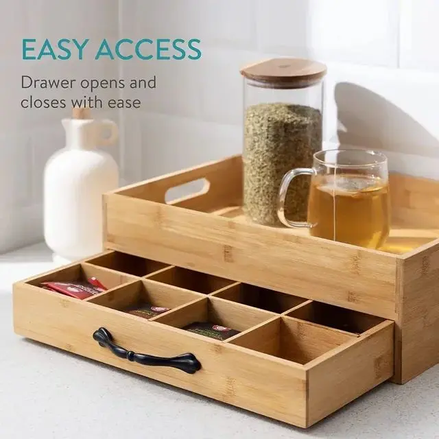 Picture of High Quality European  Wooden Tea Bag Organizer Drawer Natural Wooden Tea Bag Organizer Storage Box - Multicolor