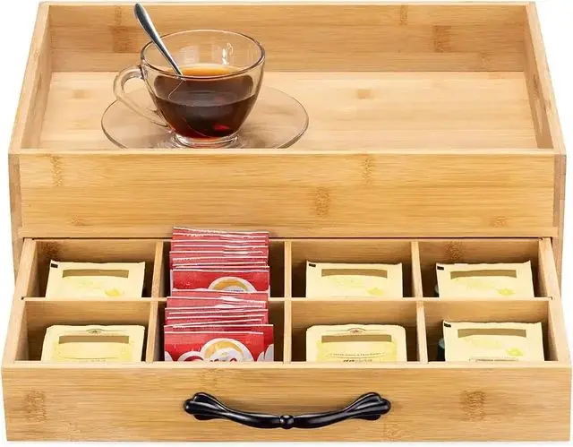 Picture of High Quality European  Wooden Tea Bag Organizer Drawer Natural Wooden Tea Bag Organizer Storage Box - Multicolor