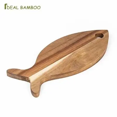 Picture of High Quality Customized Fish Shape Kitchenware Wooden Pizza Cheese Cutting Board Acacia Wood Serving Boar - Multicolor