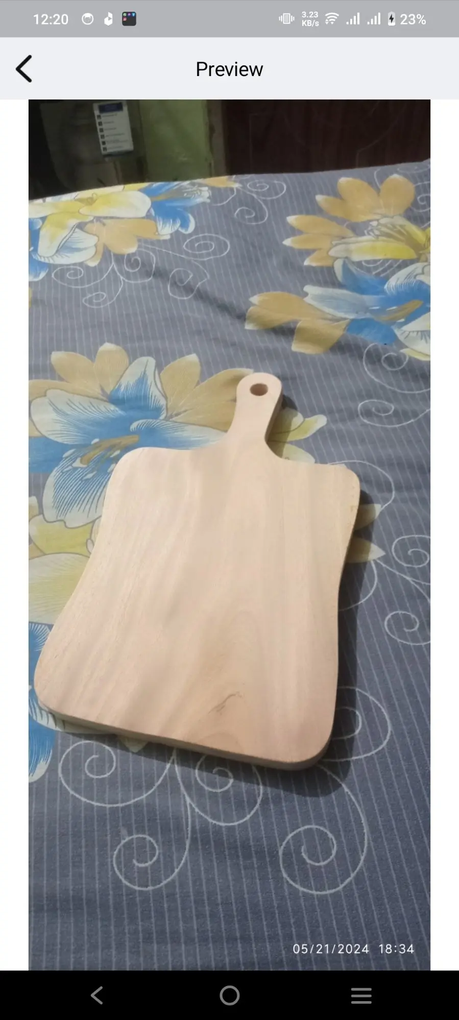 Picture of Vietnam style wooden chopping board ( 17 inch 9 inch ) - Multicolor