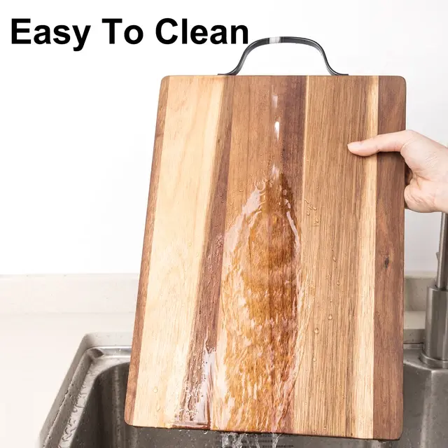 Picture of High quality wooden choping board with steel  handle ( 10 inch by 14 inch ) - Multicolor