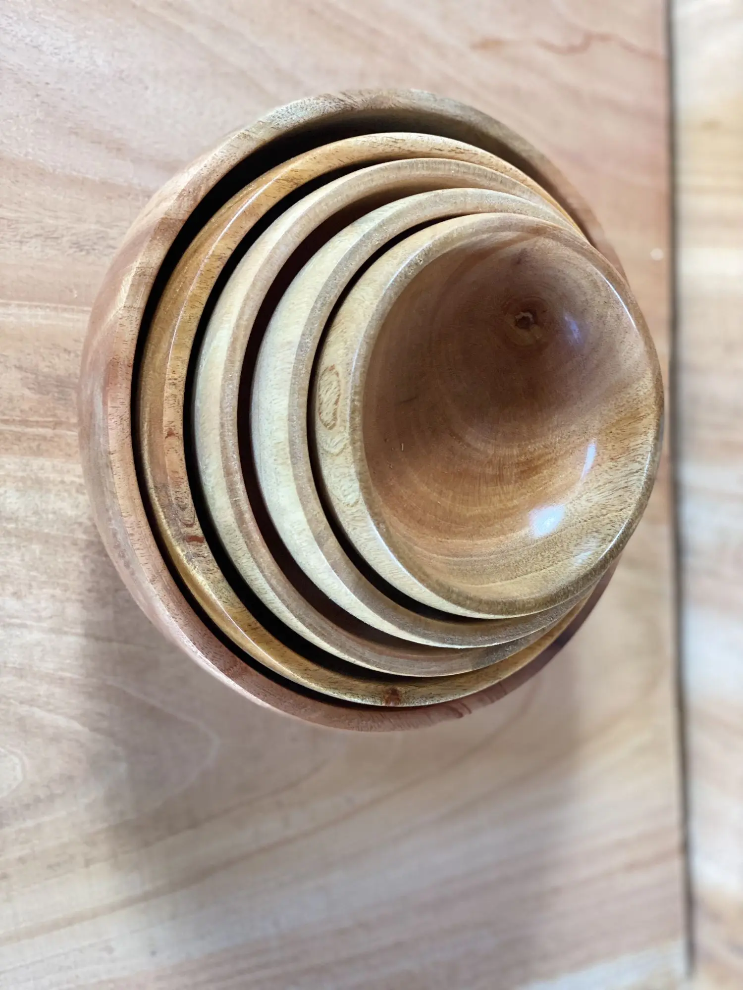 Picture of daily uses 5 pcs wooden bowl set ( 4'5'6'7'8 inch ) - Multicolor