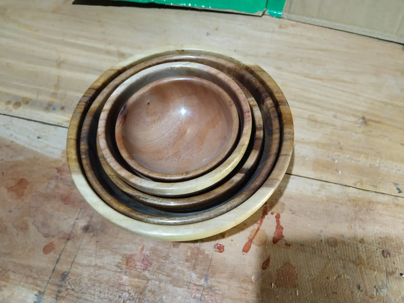 Picture of daily uses 5 pcs wooden bowl set ( 4'5'6'7'8 inch ) - Multicolor