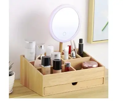 Picture of Wood  Storage Box Cosmetic and Jewelry Display Rack for Bathroom and Living Room - Multicolor