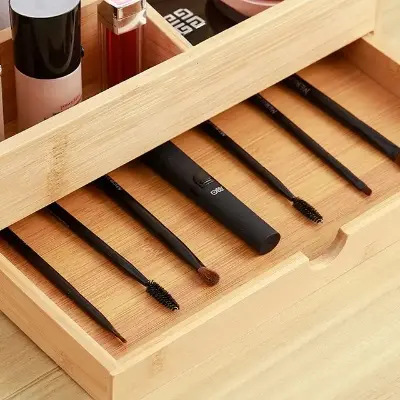 Picture of Wood  Storage Box Cosmetic and Jewelry Display Rack for Bathroom and Living Room - Multicolor