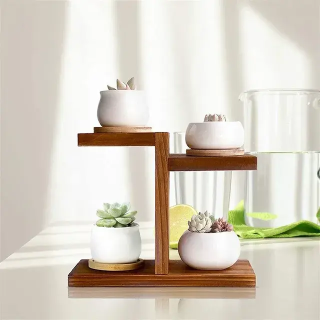 Picture of Household living room solid wood multi-layer flower shelf creative pot plant storage shelf indoor balcony flower rack ( without flower vase ) - Multicolor