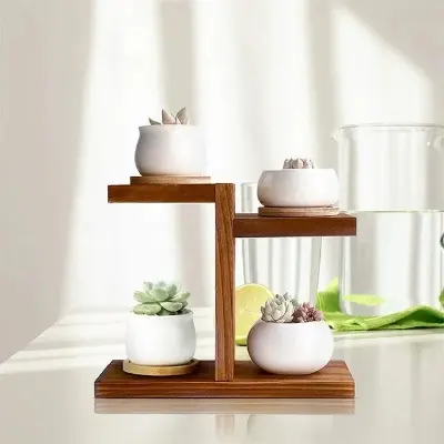 Picture of Household living room solid wood multi-layer flower shelf creative pot plant storage shelf indoor balcony flower rack ( without flower vase ) - Multicolor