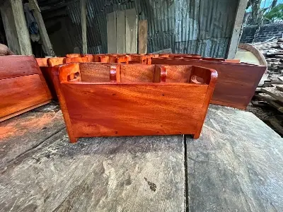 Picture of Rustic Large Wooden Utensil Organizer holder Cooking Tools Storage Kitchen - Multicolor